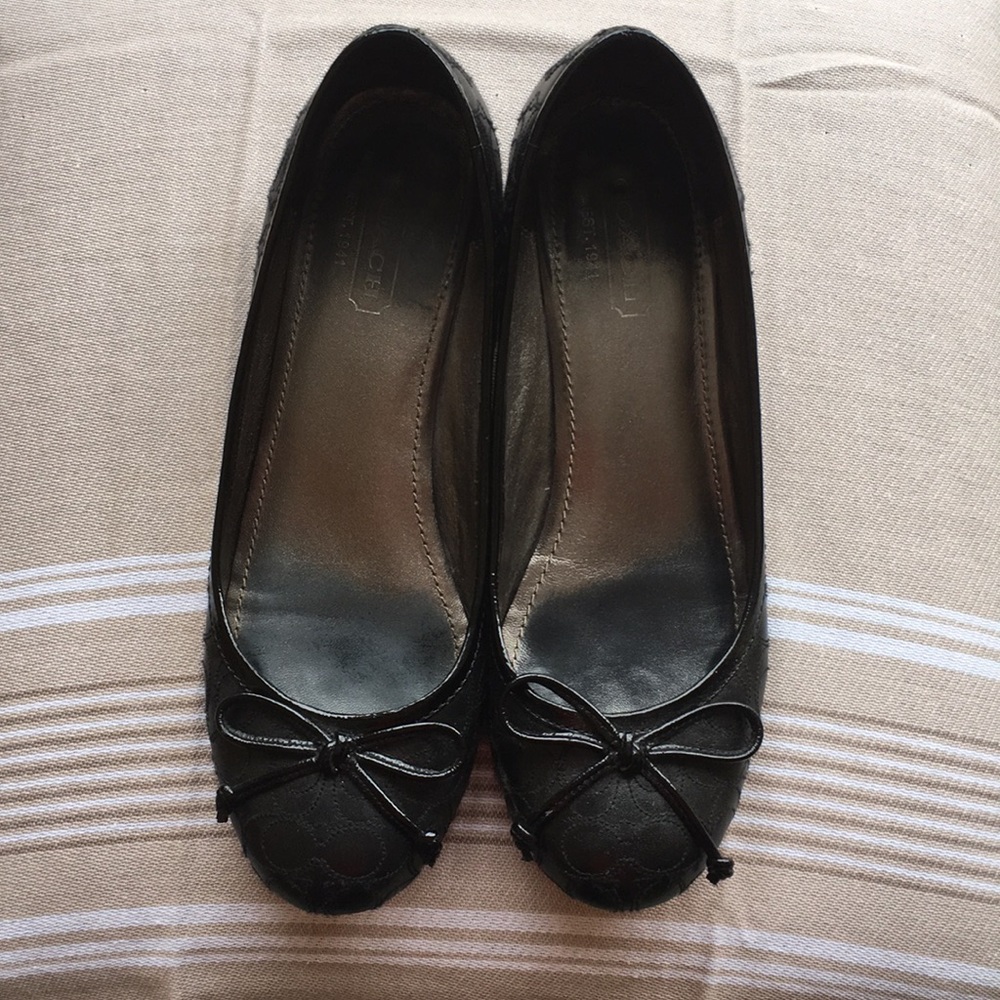 Coach black pumps with 1” block heel